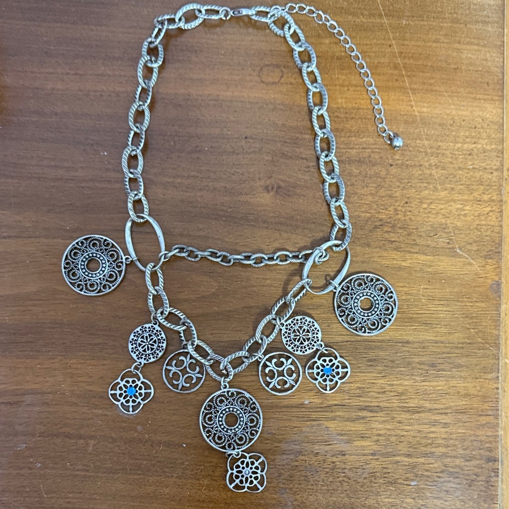 Silver Filigree Boho Pendant Necklace - Picture 2 of 4